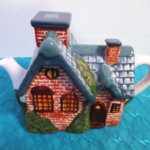 2005 Thomas Kinkade Cottage House Ceramic/Porcelain Teapot with Lid - VGC